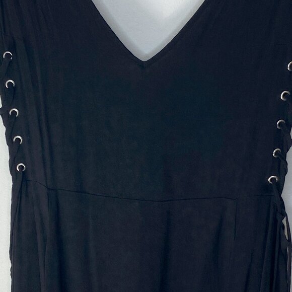 No Tag - HM, Black, maxi, dress, swim cover up, side-laced, vneck, Size M - Picture 2 of 4